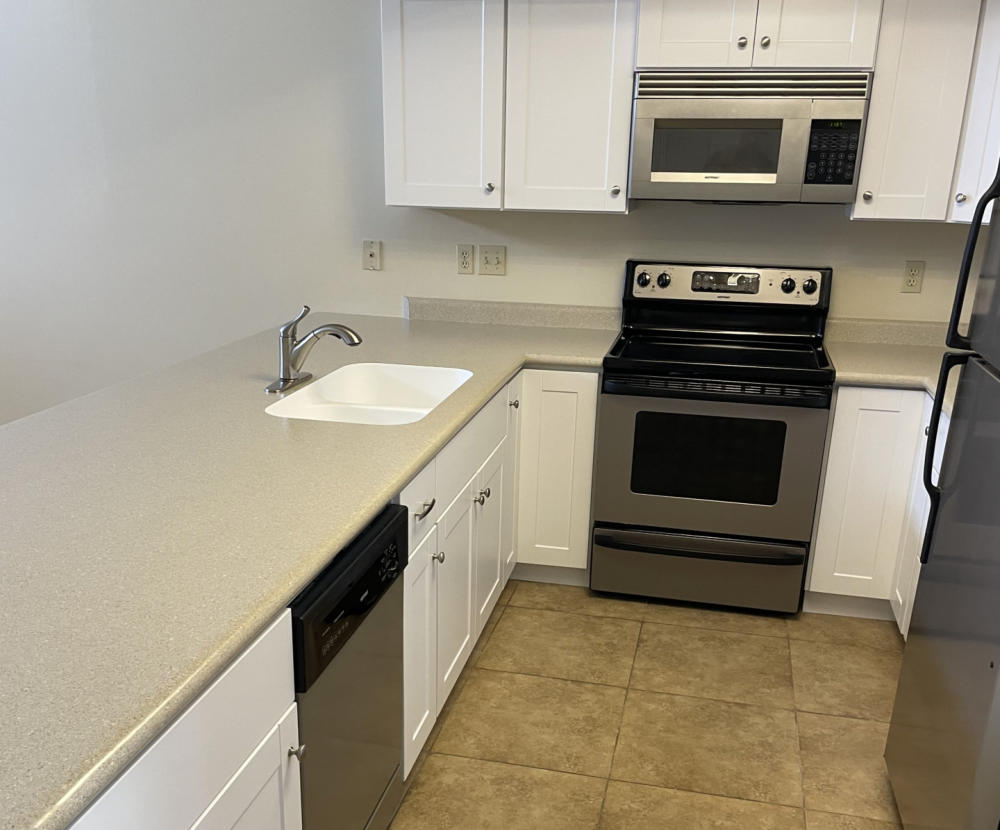 A bright finished kitchen remodel by Inferno Construction.